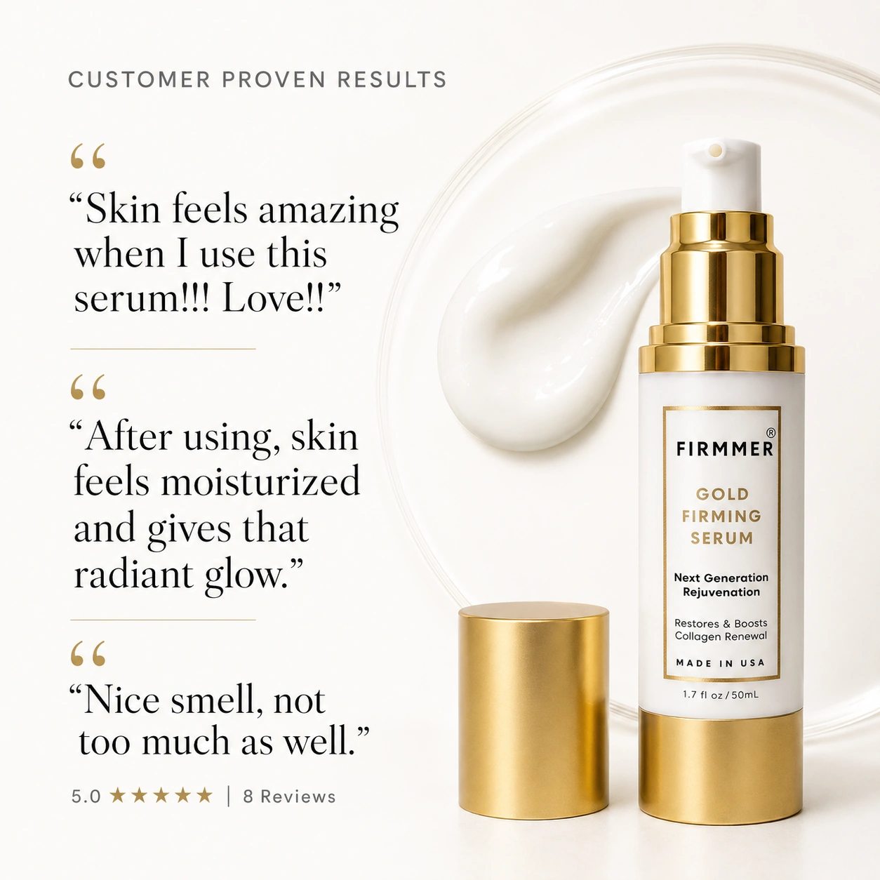 FIRMMER® Gold Firming Serum customer review graphic